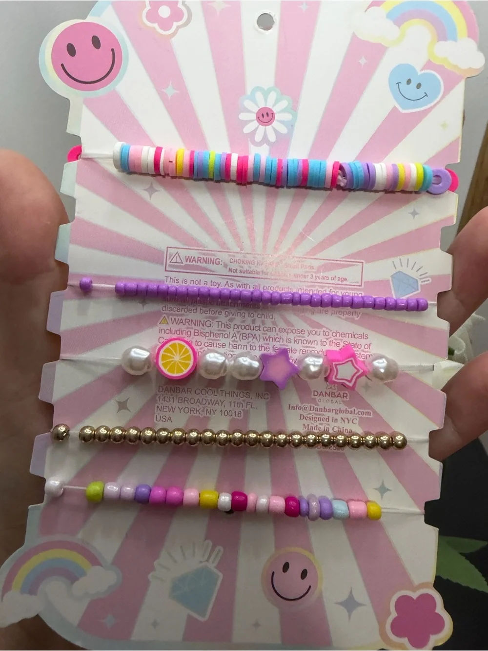 Kids Pastel Multi-String Beaded Bracelets - Pink & Purple